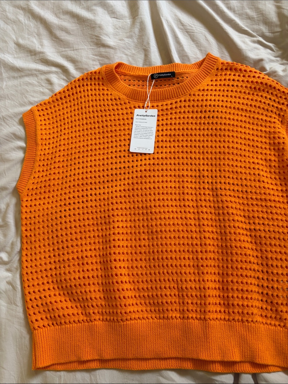 PrettyGarden Orange Sleeveless Knit Top